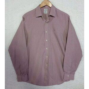 Brooks Brothers Classic Mens Long Sleeve Button-up Supima Cotton Shirt Red 16-35